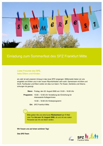 Einladung zum Sommerfest des SPZ Frankfurt Mitte