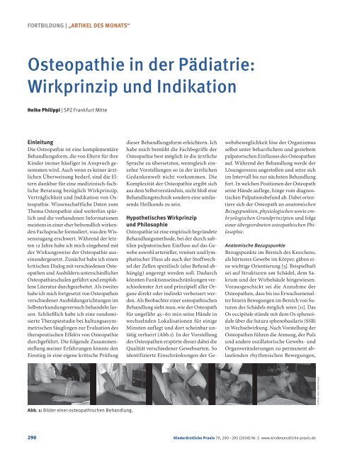 Osteopathie in der PÃ¤diatrie: Wirkprinzip und Indikation