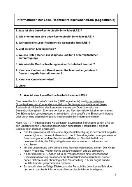 Informationen zur - beim SPZ Linz-Land