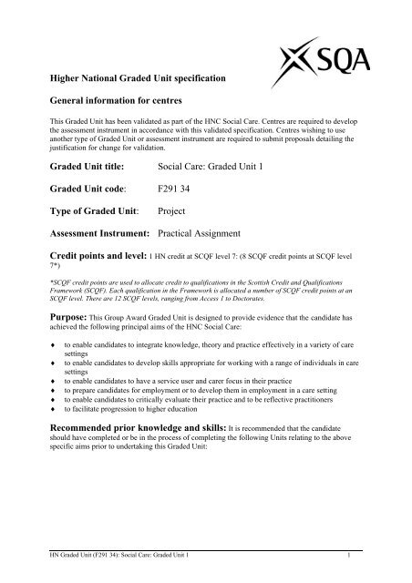 Social Care Graded Unit 1 Scottish Qualifications Authority