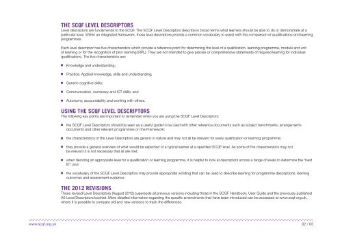 Revised SCQF Level Descriptors - Scottish Credit and Qualifications ...