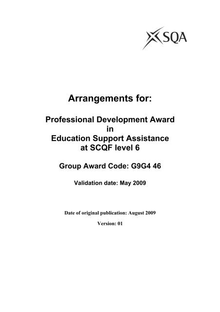 Arrangements for: - Scottish Qualifications Authority