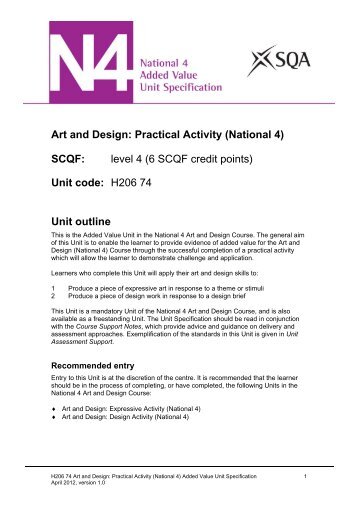 Art and Design: Practical Activity (National 4) SCQF: level 4 (6 ... - SQA