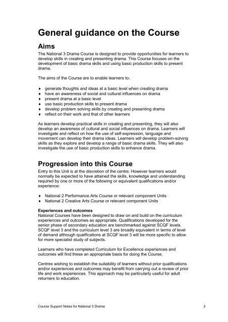 National 3 Drama Course Support Notes - Scottish Qualifications ...