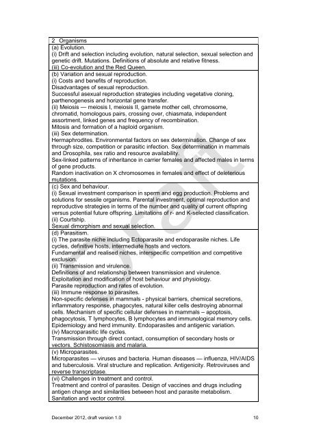 Advanced Higher Biology Draft National Course Assessment ...