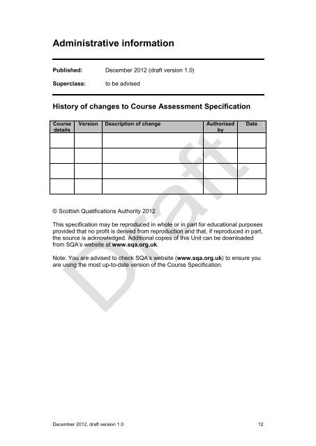 Advanced Higher Biology Draft National Course Assessment ...