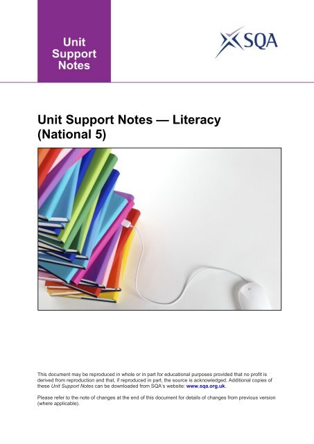Unit Support Notes A Literacy National 5 Scottish