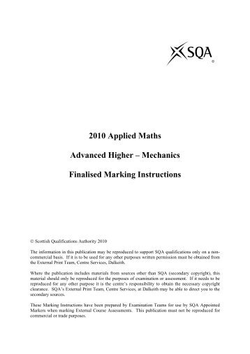 2010 Applied Maths Advanced Higher â Mechanics Finalised ...