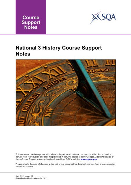 National 3 History Course Support Notes - Scottish Qualifications ...