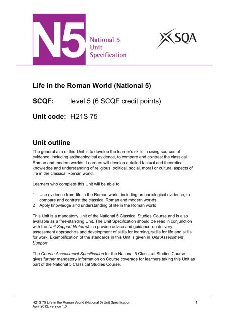 Life in the Roman World (National 5) - Scottish Qualifications Authority