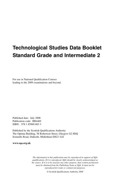 Technological Studies Data Booklet - Scottish Qualifications Authority