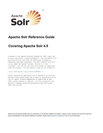 Apache Solr Reference Guide Covering Apache Solr 4.9