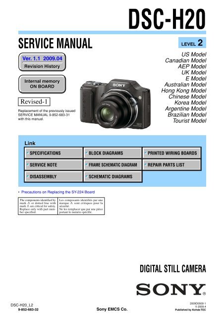 Service Manual of Sony DSC-H20 Digital Camera - SONYRUS