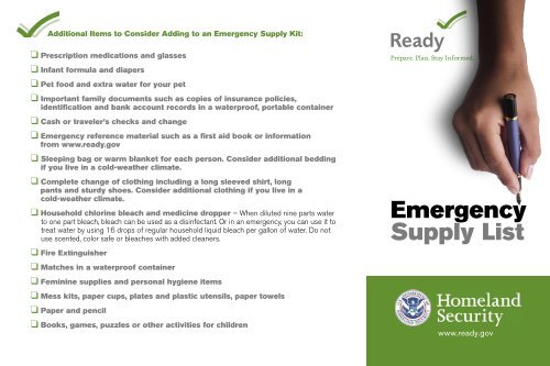 Emergency Supply List - ReadySanDiego.org