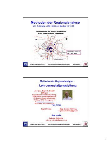 Methoden der Regionalanalyse - Fachbereich Stadt- und ...