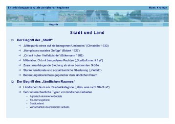 Zentrum und Peripherie, Stadt und Land