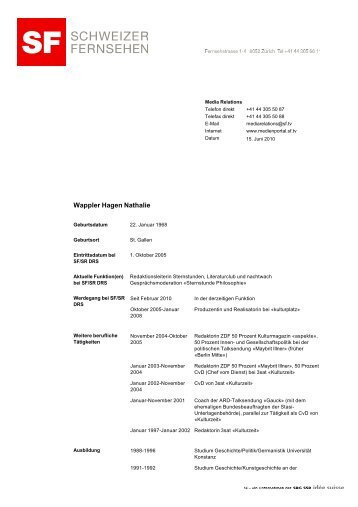 CV Nathalie Wappler - SRG SSR