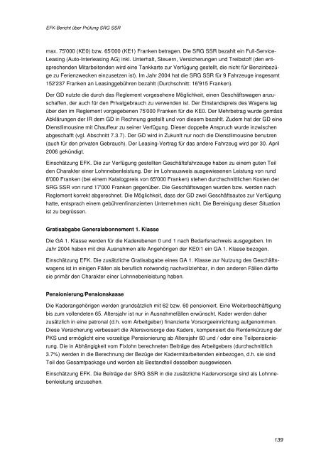 Bericht der EidgenÃ¶ssischen Finanzkontrolle (EFK) 2006 - SRG SSR