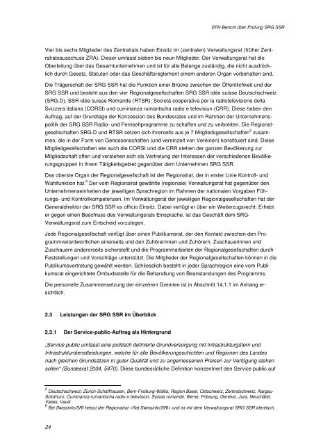 Bericht der EidgenÃ¶ssischen Finanzkontrolle (EFK) 2006 - SRG SSR