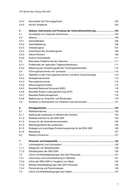 Bericht der EidgenÃ¶ssischen Finanzkontrolle (EFK) 2006 - SRG SSR