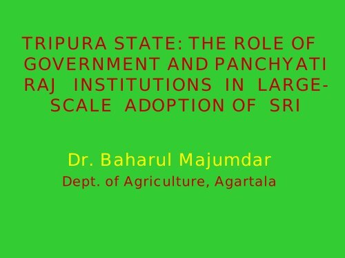 TRIPURA STATE: THE ROLE OF GOVERNMENT AND ... - SRI - India