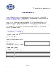 Supplier Profile Form - SRI International