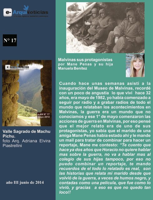 e-An N° 17 nota N° 7 Malvinas sus protagonistas por Mane Penas y su hija Manuela Benitez