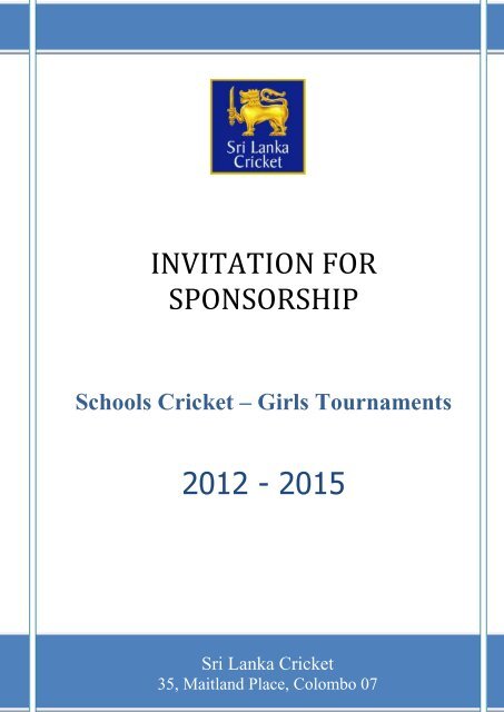 INVITATION FOR SPONSORSHIP - Sri Lanka Cricket