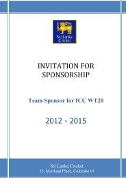 INVITATION FOR SPONSORSHIP - Sri Lanka Cricket