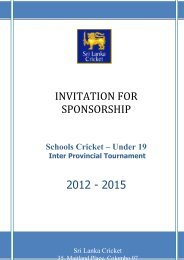 INVITATION FOR SPONSORSHIP - Sri Lanka Cricket