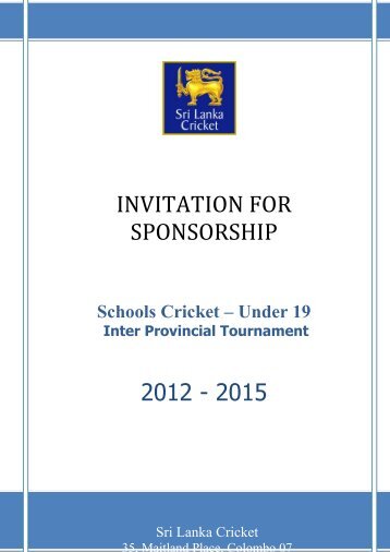 INVITATION FOR SPONSORSHIP - Sri Lanka Cricket