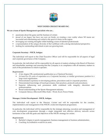 Job Advert - October 2011 - Sri Lanka Cricket