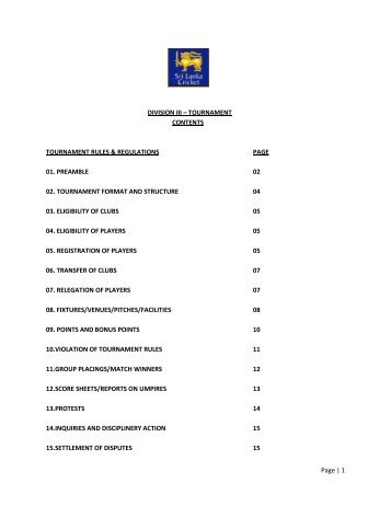 Page | 1 DIVISION III â TOURNAMENT ... - Sri Lanka Cricket