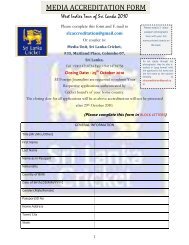 MEDIA ACCREDITATION FORM - Sri Lanka Cricket