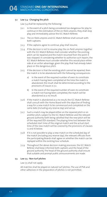 Standard ODI Playing Conditions - Sri Lanka Cricket