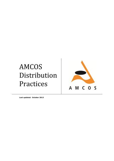 AMCOS Distribution Practices (pdf) - APRA