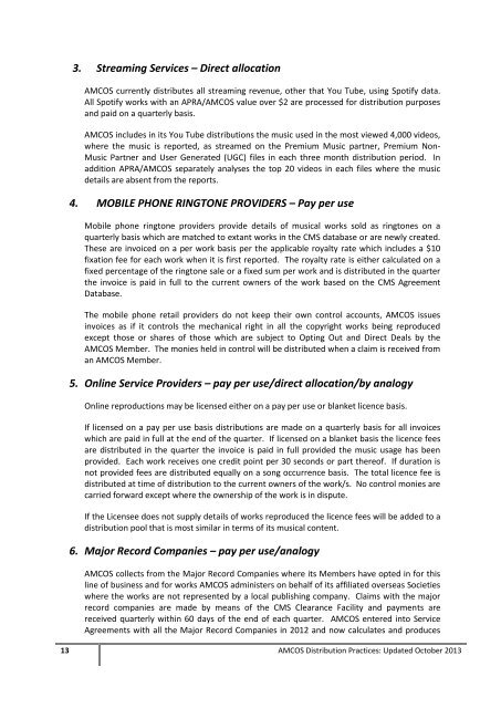 AMCOS Distribution Practices (pdf) - APRA