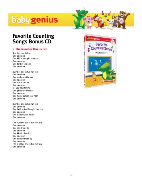 Download Favorite Counting Songs Bonus CD lyrics ... - Baby Genius