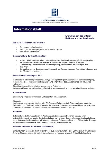 Informationsblatt - Hufeland Klinikum GmbH