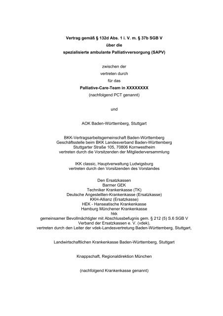 Mustervertrag Sapv Bawü Lag Hospiz Baden Württemberg - 