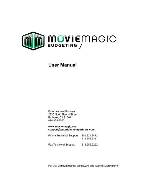 Movie Magic Budgeting Manual