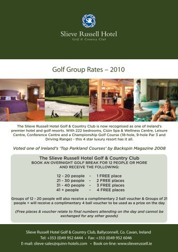 Golf Group Rates â 2010 - Slieve Russell Hotel