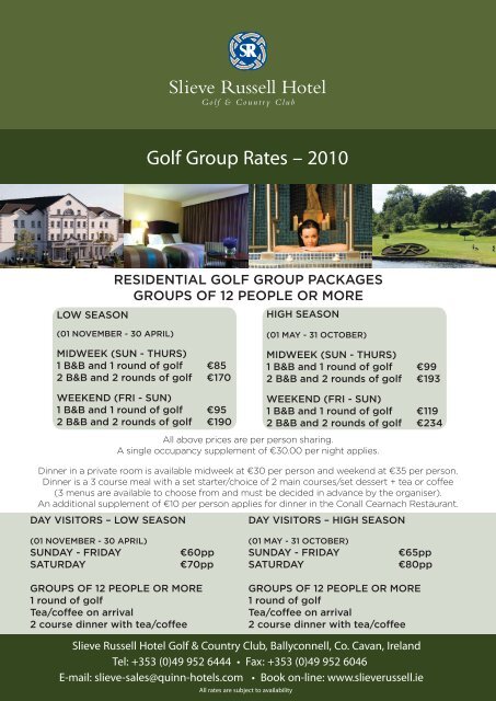 Golf Group Rates â 2010 - Slieve Russell Hotel