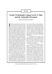 Swami Vivekananda's Impact on B. G. Tilak and the Nationalist ...