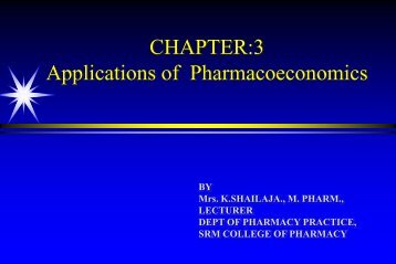Pharmacoeconomics: Applications from the "Real World"