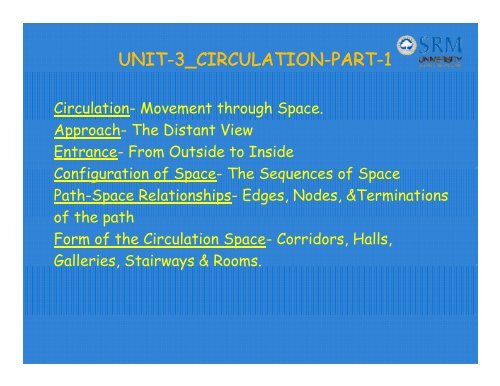 ARC101 Theory of Architecture - SRM University