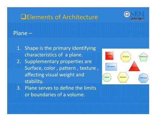 ARC101 Theory of Architecture - SRM University