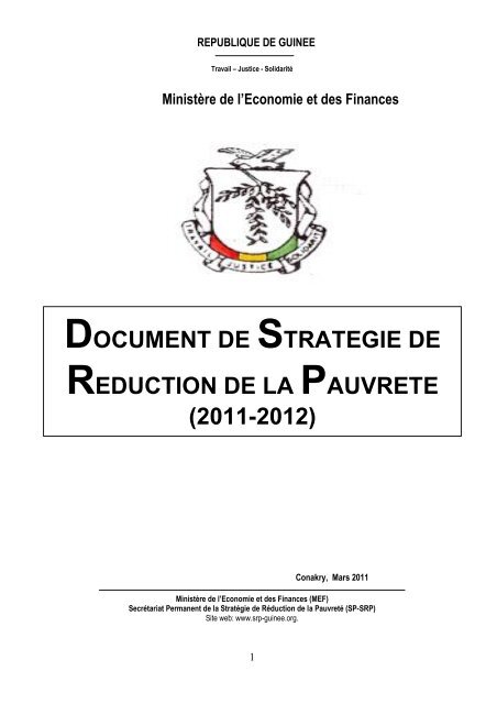 REPUBLIQUE DE GUINEE - StratÃ©gies de RÃ©duction de la PauvretÃ©