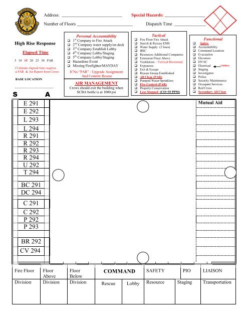 Printable Fireground Tactical Worksheet