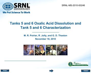Tanks 5 and 6 Oxalic Acid Dissolution and Tank 5 and 6 ...